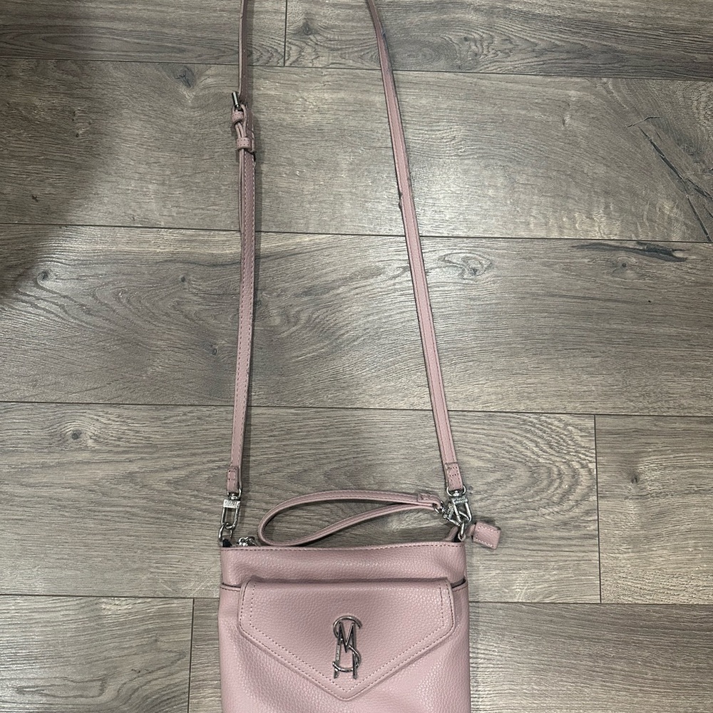 Steve Madden Pink Crossbody Bag with Adjustable Strap and Metallic Accents